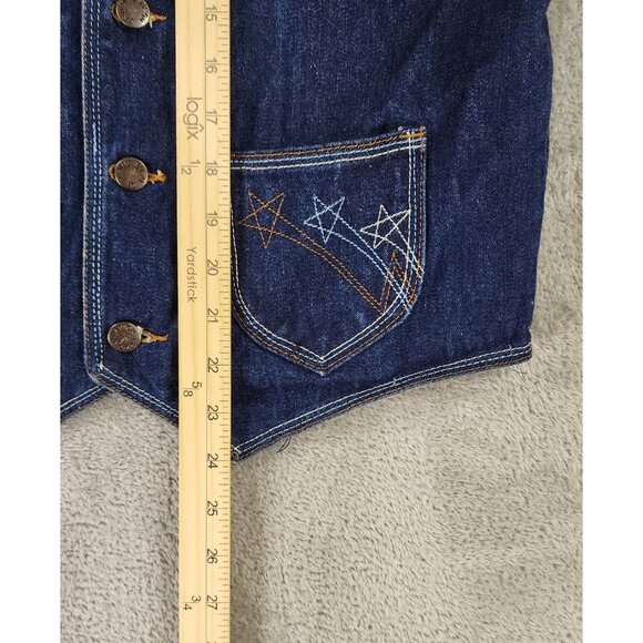 L' Avion Vest Womens Large Denim Button Up Western Embroidered Stars 90s Vintage - Picture 5 of 10